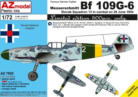 AZ7625 Самолет Messerschmitt Bf 109G-6 AZmodel Plastic kits