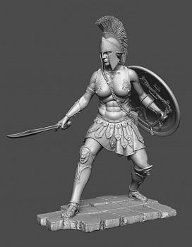 CHM-54345. Миры Фэнтези: Спартанская женщина-воин (2 варианта правой руки). 54 мм. Материал - смола.