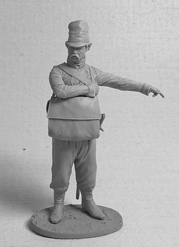 CHM-54339. Канонир (№2) орудийного расчета 6-фунтовой пушки конно-артиллерийских рот Донского казачьего войска, Россия 1809-16 гг. 54 мм. Материал - смола.