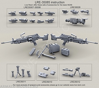 LRE35085 Ручной пулемет M249 (SAW)  с длинным стволом, пластиковой рукояткой и планкой Пикатинни