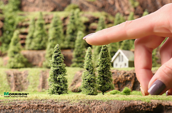 011ee020 Реалистичные ёлочки для макетов в масштабе 1:500. H=50мм. Набор 10 штук.