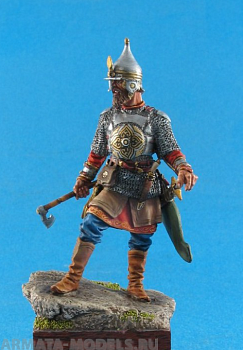 CHM-54082(M). Знатный русский воин (Ермак – покаритель Сибири), 16 век, (2 варианта голов). 54 мм. Материал – белый металл