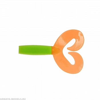 Твистер Credo Double Tail 2,95"/7,5 см Lime & Orange 7шт. (HS-12-020) Helios
