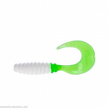 Твистер Credo 2,35"/6,0 см White & Green 7шт. (HS-10-016) Helios
