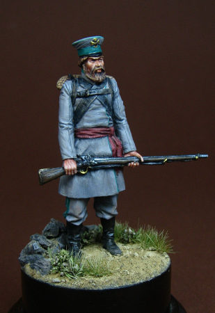 CHM-54084. Ратник С-Петербургского (или Пензенского) пешего ополчения, Россия 1812-13 гг. Материал - смола. Chronos Miniatures