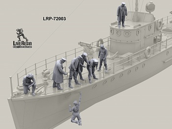LRP-72003 Экипаж катера МО заводит пластырь на пробоину (8 фигур)