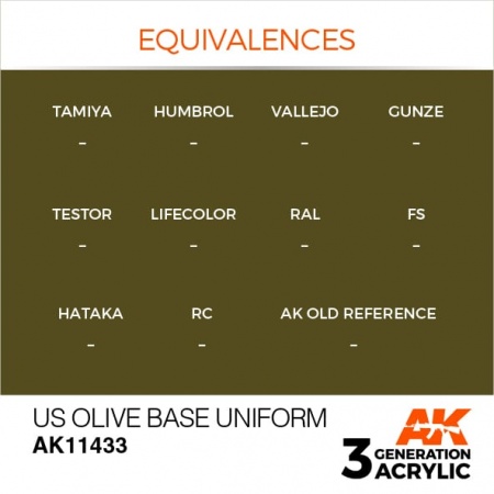 AK11433 Краска акриловая 3Gen US Olive Base Uniform