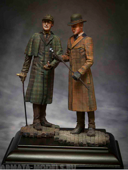 CHM-54076(M). Шерлок Холмс и доктор Ватсон (комплект из двух фигур), 1890-е годы. 54 мм. Материал - белый металл.