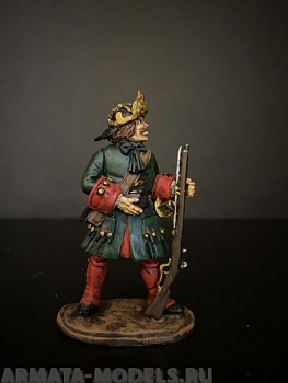 4206ТБ ВИМ, пехота русской армии Петра 1, пикинер бьющий пикой стоя, 54 мм