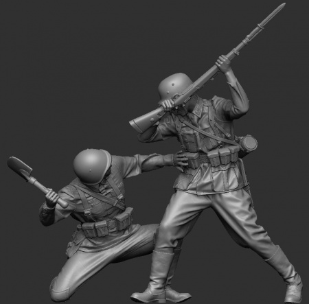 3019SOGA Схватка красноармейца с солдатом Вермахта. 1941-42 г. SOGA Miniatures