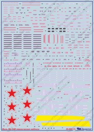 35-002 Миль Ми-24В технические надписи 1.35
