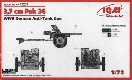72251 3,7 cm Pak 36 WWII German Anti-Tank Gun, немецкая противотанковая пушка ICM