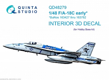 QD48279 3D Декаль интерьера кабины F/A-18C early (HobbyBoss)