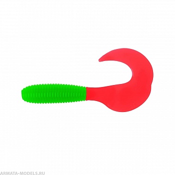 Твистер несъедоб. Credo 3,35''/8,5 см Lime & Red 100шт. (HS-11-021-N) Helios( цена указана за упаковку, в количестве 100шт.)