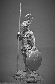 VD-54009(M). Греческий гоплит, V-IV века до н.э. 54 мм. Материал - белый металл.