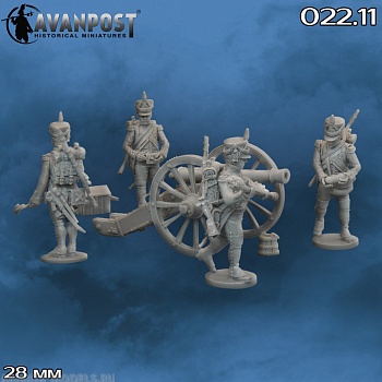 022.11АП Французская артиллерия: 8-фунтовая пушка с расчётом (1807-1812)
