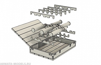 MM35105 Ящик 76мм (т-34, зис-3, кв-1). 3 ящика открытые, 5 гильз, 10 выстрелов