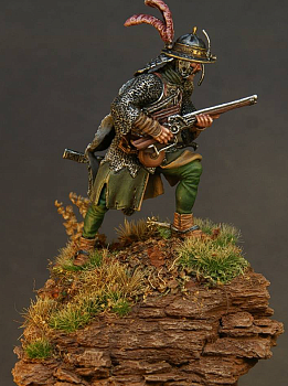 CHM-54075. Польский почтовый гусарской хоругви, 17 век. 54 мм. Материал - смола.