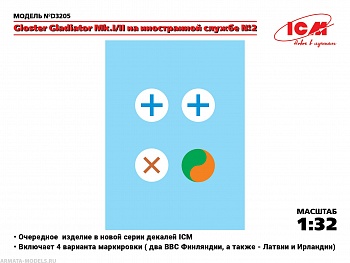 D3205 Декаль Gloster Gladiator Mk.I/II на иностранной службе №2