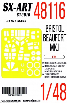 48116SX Окрасочная маска Bristol Beaufort Mk.I (ICM)