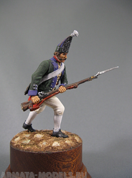 CHM-54128(M). Рядовой гренадерских полков в Итальянском походе Суворова, Россия 1799 г. 54 мм. Материал - белый металл.