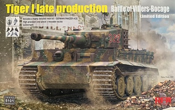 RM-5101 Сборная модель 'Tiger I late production (Battle of Villers-Bocage) w/Zimmerit, Includes a highly detailed resin kit - GERMAN PANZER ACE'