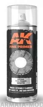 AK1042 Грунтовка в баллоне Fine Primer White Spray (USA/CA) 200ml