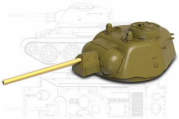 35278MIN Т-34/76 Башня «Формочка» поздняя + точенный ствол