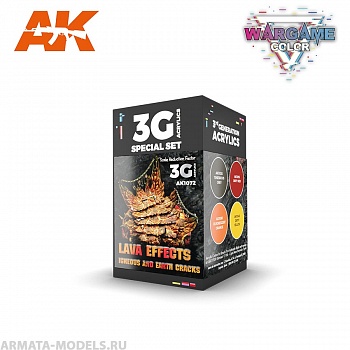 AK1072 Набор красок WARGAME COLOR SET. LAVA EFFECTS.