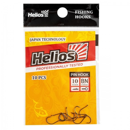 Крючок Pin hook с кольцом №10 цвет BN (10шт) (HS-PH-BN-10) Helios
