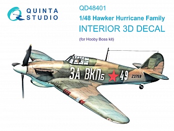 QD48401 3D Декаль интерьера кабины семейства Hawker Hurricane (HobbyBoss)