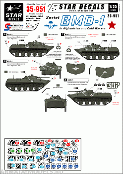 35-951SD Soviet BMD-1 Airborne Tank # 1. Afghanistan and Cold War markings.