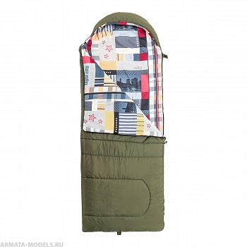 Спальный мешок OLYMPUS Wide 400 (220х90, холлофайбер, зеленый/город) (T-HS-SB-OW-400-NC) Helios