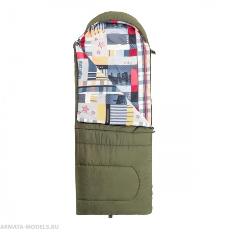 Спальный мешок OLYMPUS Wide 400 (220х90, холлофайбер, зеленый/город) (T-HS-SB-OW-400-NC) Helios