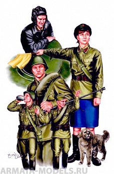 00412 Советские танкисты с регулировщицей