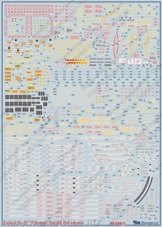 48-009 Декаль Сухой Су-27 технические надписи 1/48