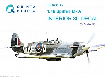 QD48136 3D Декаль интерьера Spitfire Mk.V (Tamiya