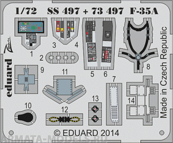 SS497 Фототравление цветной интерьер цветной F-35A interior S.A. for Italeri kit