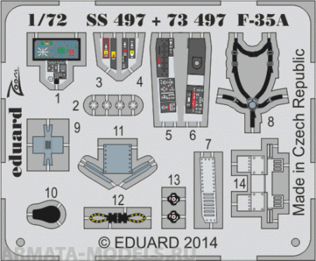 SS497 Фототравление цветной интерьер цветной F-35A interior S.A. for Italeri kit
