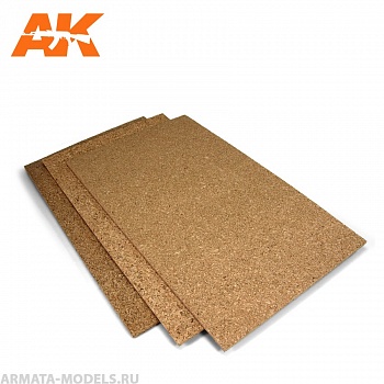 AK8054 Пробковый лист CORCK SHEET - COARSE GRAINED - 200 x 300 x 3mm (2 SHEETS)