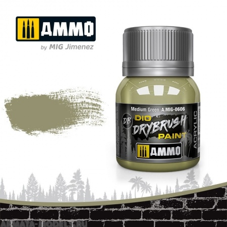 AMIG0606 Ammo Mig Краска акриловая DRYBRUSH  MEDIUM GREEN
