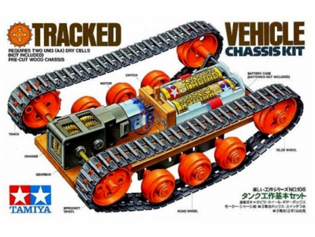 70108T Конструктор-гусеничное шасси, на котором можно собрать любую модель.(в комплекте три вида гусениц и колес) Tamiya