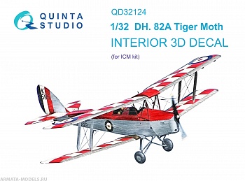 QD32124 3D Декаль интерьера кабины DH 82A Tiger Moth (ICM)