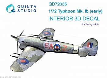 QD72035 1/72 3D Декаль интерьера кабины Hawker Typhoon Mk.1b (early) (Brengun)