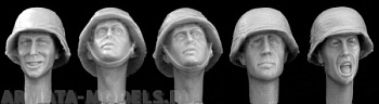 HGH03 5 heads, Ger. WW2 covered helmets HGH03 5 heads, Ger. WW2 covered helmets