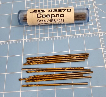 42270J Мини-сверло, HSS 4241, титановое покрытие, d 1,1 мм, 10 шт.