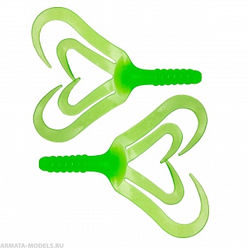 Твистер несъедоб. Credo Four tail 3,35''/8,5 см Electric green 100шт. (HS-20-007-N) Helios( цена указана за упаковку, в количестве 100шт.)