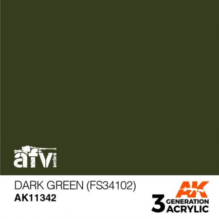 AK11342 Краска акриловая 3Gen Dark Green (FS34102)