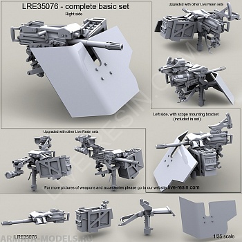 LRE35076 Автоматический гранатомёт MK19-3 40mm Grenade Machine Gun на лафете MK93 с  классическим бронированным щитом GPK
