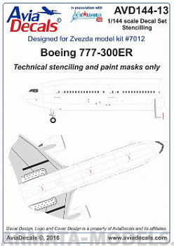 AVD14413B Декаль Боинг 777-300 технические надписи